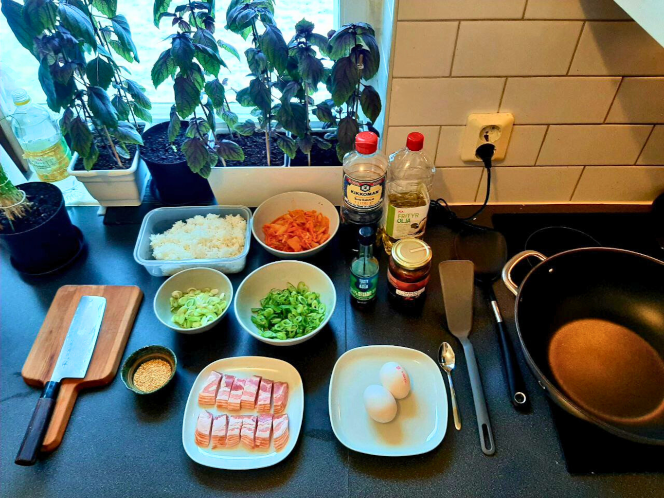 A picture of fried rice ingredients